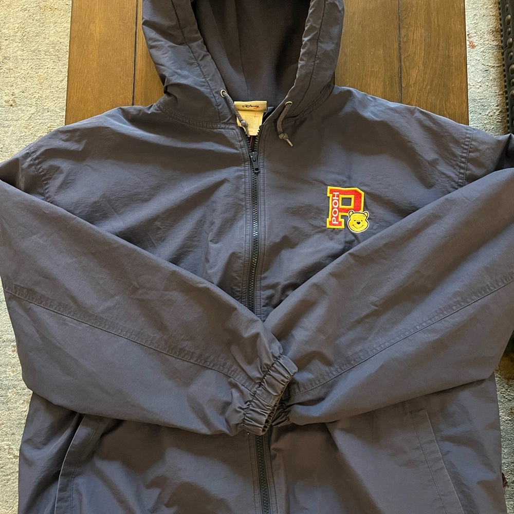 Disney Gray Windbreaker Jacket with Pooh Patch